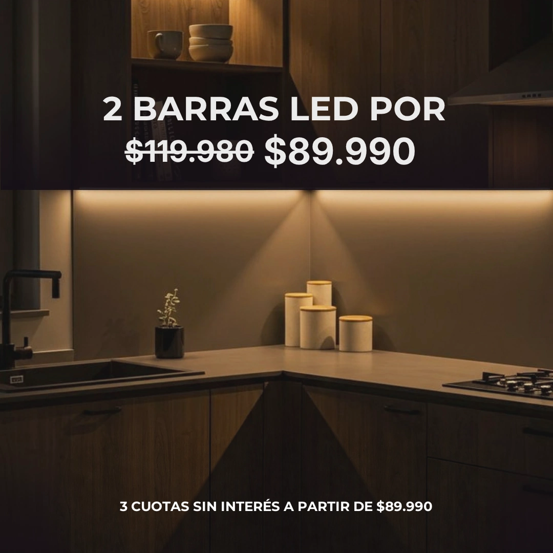 Oferta de Casa Inteligente: 2 barras LED por $89.990, antes $119.980. Tres cuotas sin interés a partir de $89.990.